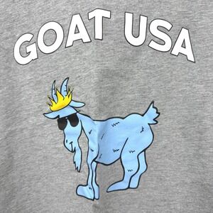 GOAT USA Mens Large Heather Gray Graphic Long Sleeve T-Shirt Chuck the Goat Back
